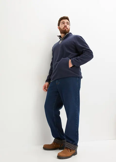 Fleecetröja med ståkrage, knappar och praktiska fickor, bonprix