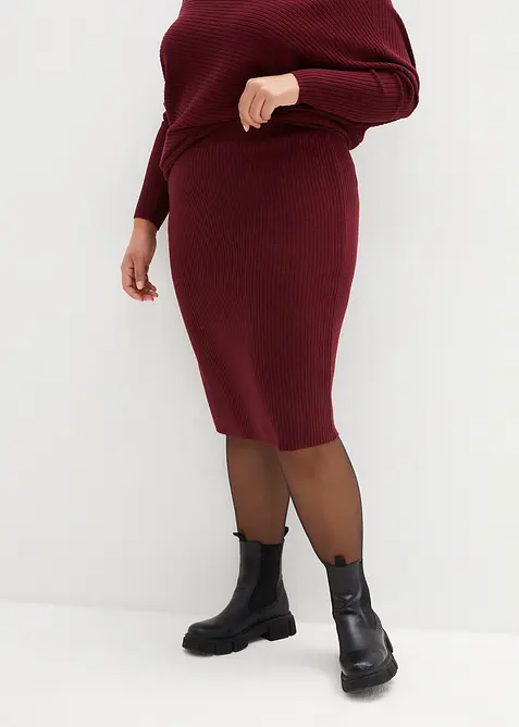 Stickad kjol i mjuk viskosmix, bonprix