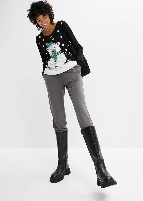 Dra på-byxa med veck, bonprix