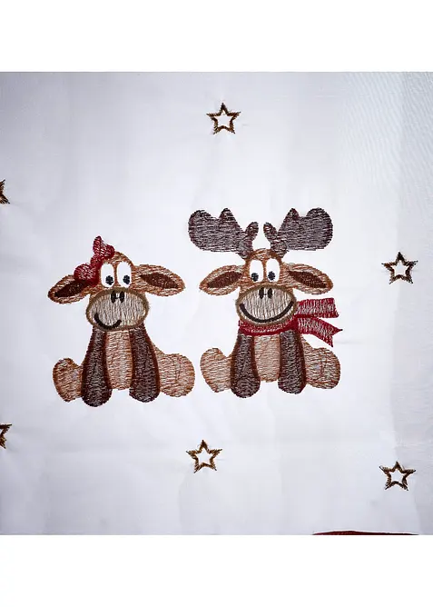 Cafégardin med broderade älgar, bonprix