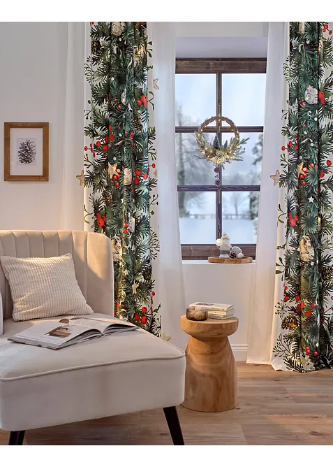Gardinlängd med LED-belysning och vintrigt mönster (1-pack), bonprix