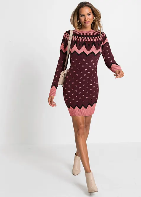 Jacquardstickad, m&ouml;nstrad kl&auml;nning, bonprix