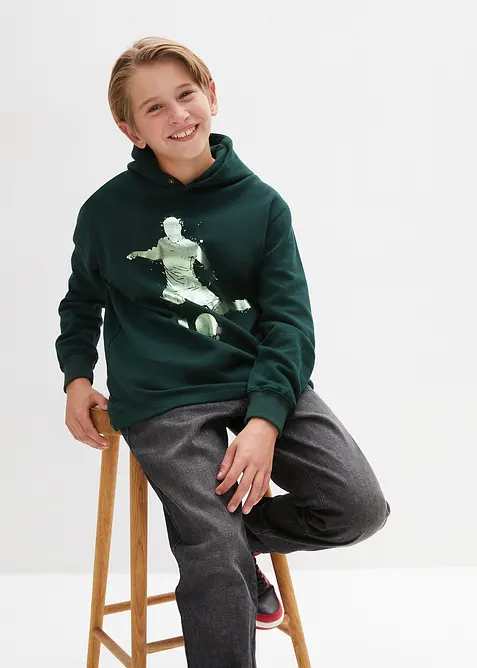 Sweatshirt med huva i mjuk bomullsmix, bonprix