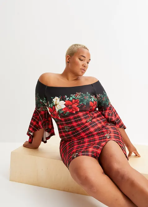 Singoallaklänning i stadig neopren med julmotiv, bonprix