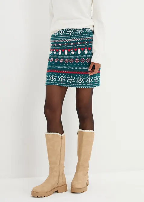 Lusemönstrad minikjol i elastisk bomullsmix, bonprix