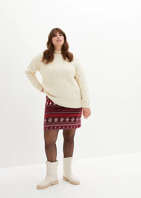 Lusemönstrad minikjol i elastisk bomullsmix, bonprix