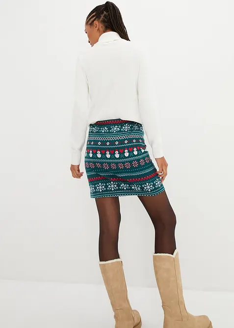 Lusemönstrad minikjol i elastisk bomullsmix, bonprix