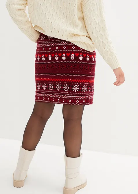 Lusemönstrad minikjol i elastisk bomullsmix, bonprix