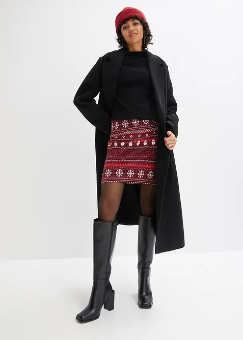 Lusemönstrad minikjol i elastisk bomullsmix, bonprix