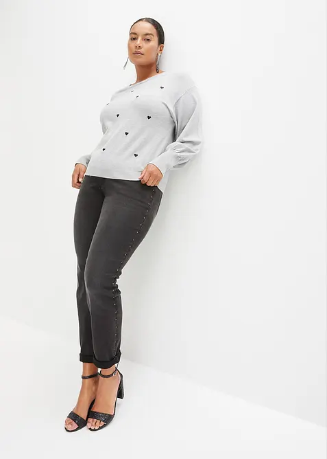 Finstickad tr&ouml;ja av viskosmix, bonprix