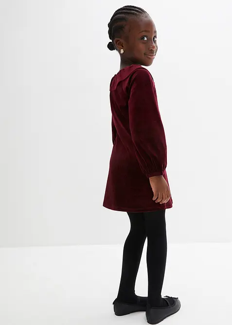 Sammetsklänning med volanger, bonprix