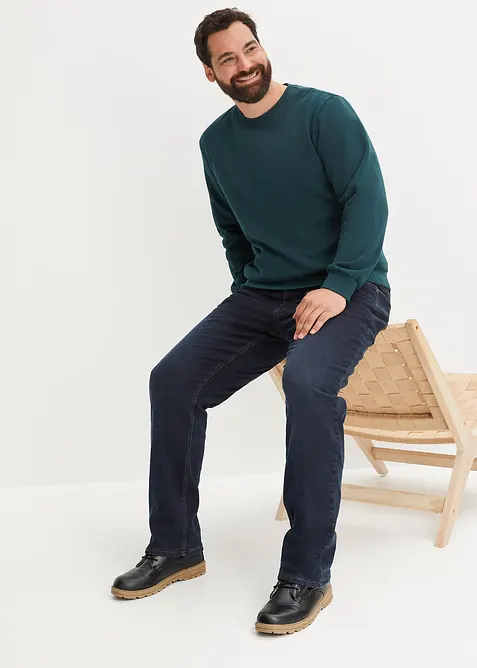 Fodrade jeans med stretch och resårlinning, Straight, bonprix