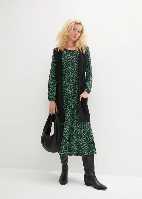 Jerseyklänning i böljande viskosmix, bonprix