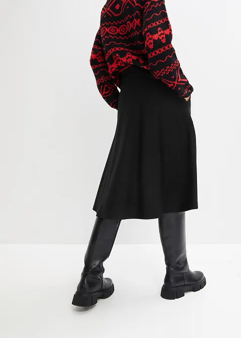 Knälång kjol i viskosmix, bonprix