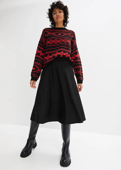 Knälång kjol i viskosmix, bonprix