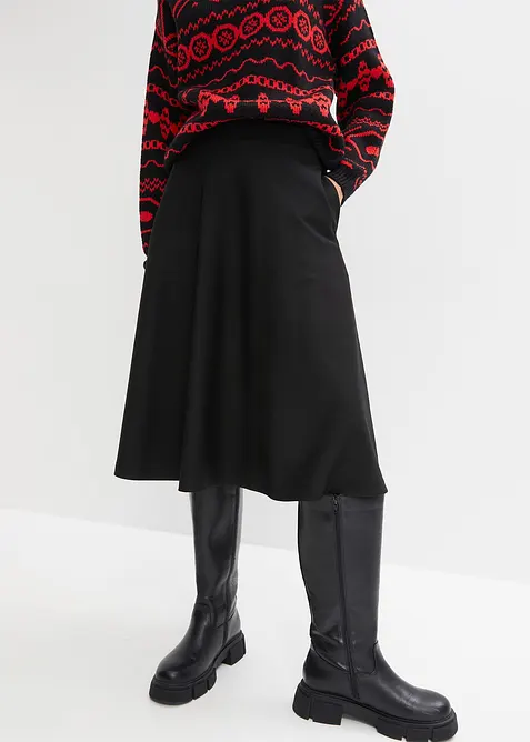 Knälång kjol i viskosmix, bonprix