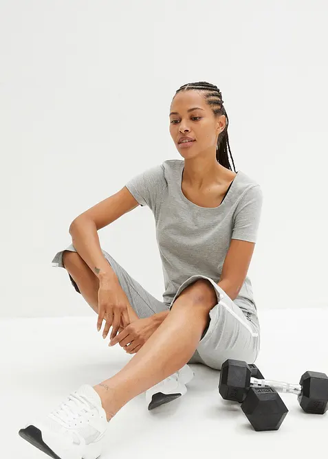 Lång topp med texttryck (2-pack), bonprix