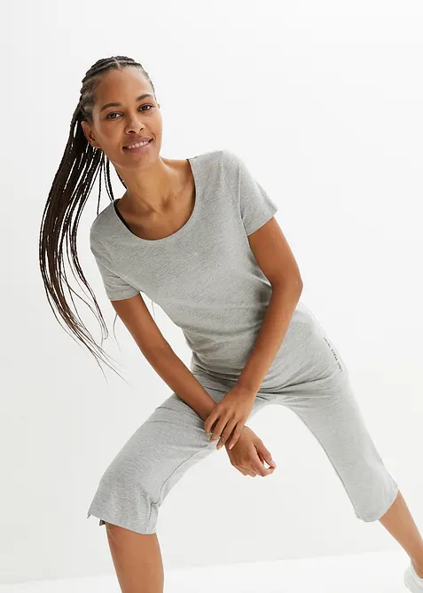 Lång topp med texttryck (2-pack), bonprix