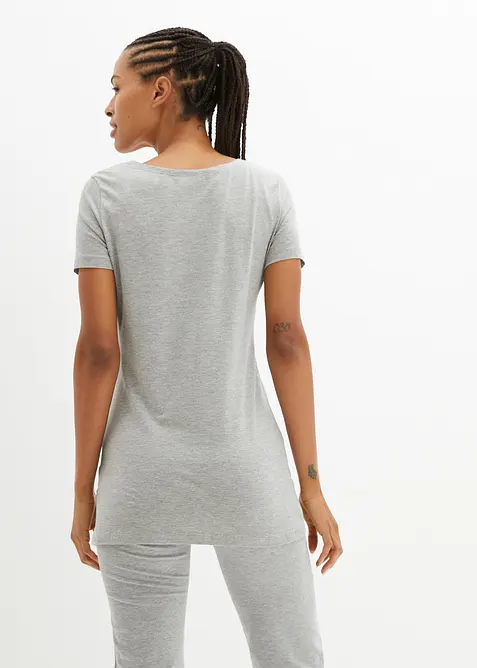 Lång topp med texttryck (2-pack), bonprix