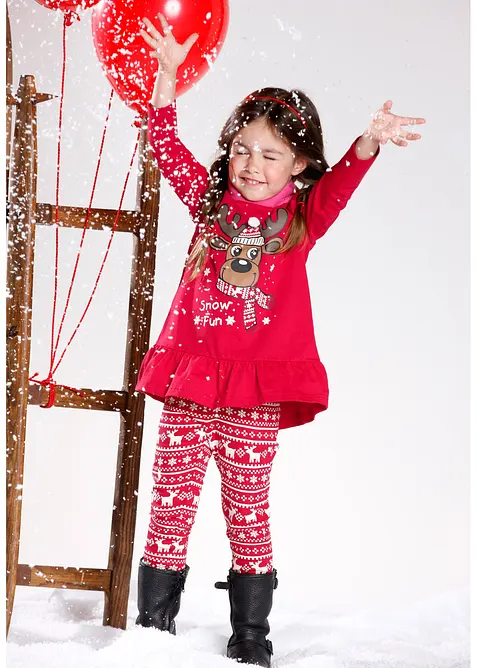 Juligt set med topp + leggings i ekologisk bomull för barn (2 delar), bonprix
