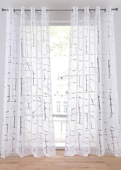 Gardin med glansigt mönster (2-pack), bonprix