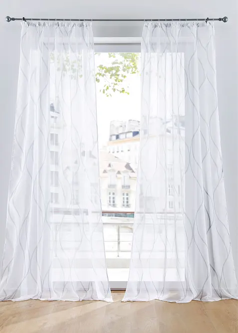 Gardin med vågmotiv (1-pack) i återvunnen polyester, bonprix