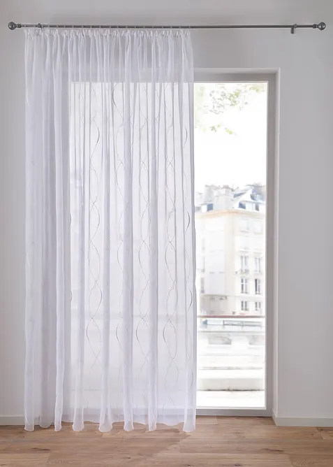 Gardinlängd med broderi och återvunnen polyester, bonprix