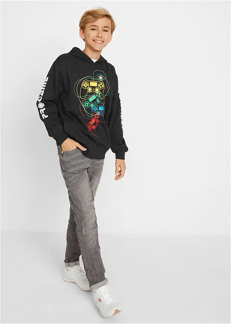 Sweatshirt med huva i ekologisk bomull för barn, bonprix