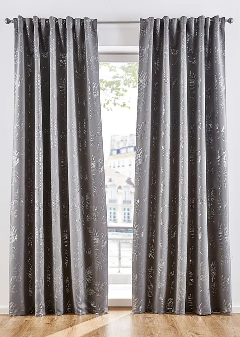 Mörkläggande gardinlängd med glansigt mönster (1-pack), bonprix