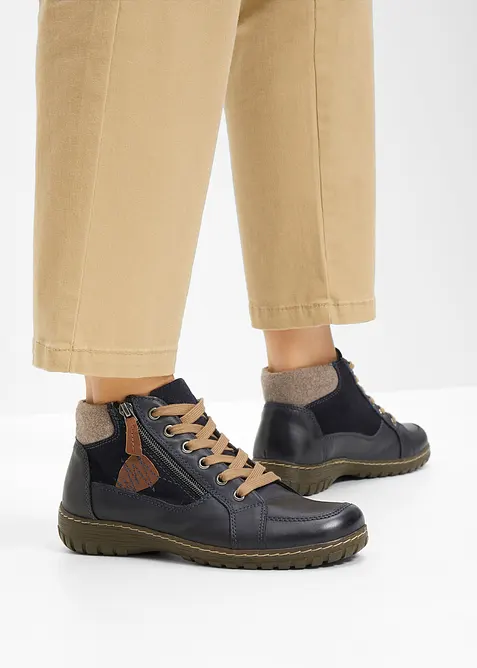 Snörkänga i skinn med bekväm vidd, bonprix