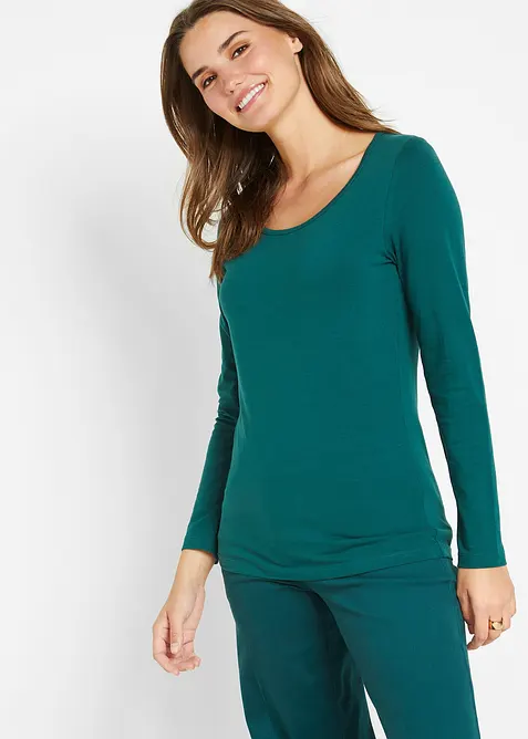 Figurnära topp med långa ärmar, bonprix