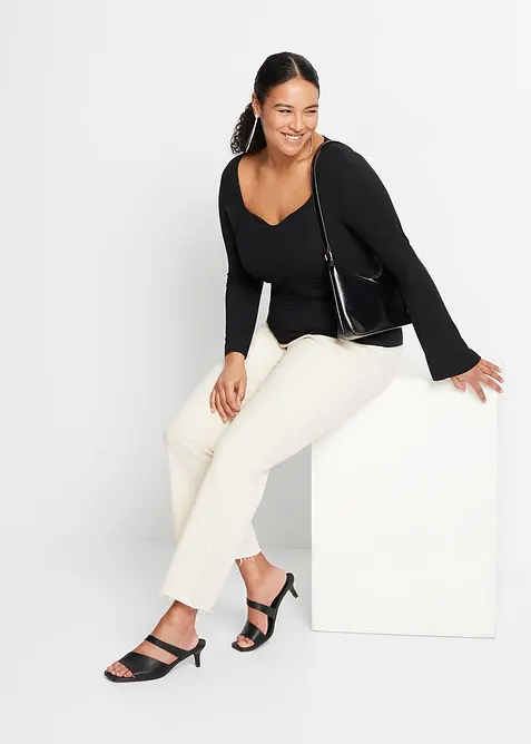 Långärmad topp av viskosmix, bonprix