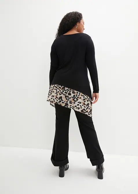 Topp av viskosmix med chiffonginf&auml;llning, bonprix