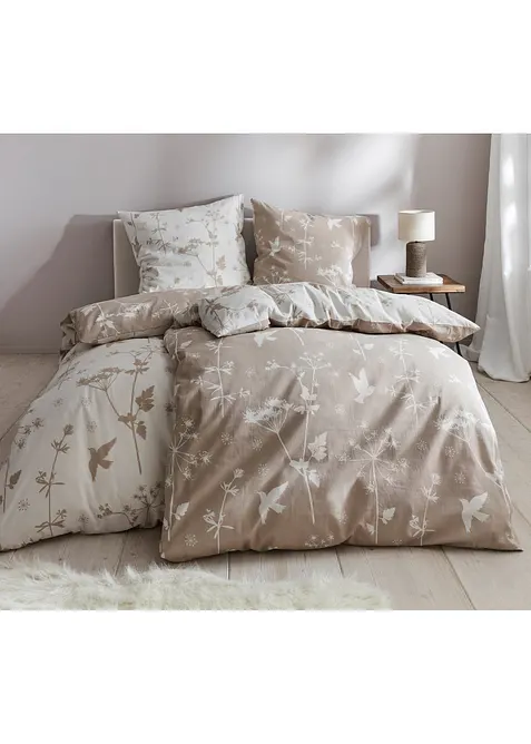 Vändbart påslakanset med utsökta blommor och blader, bonprix