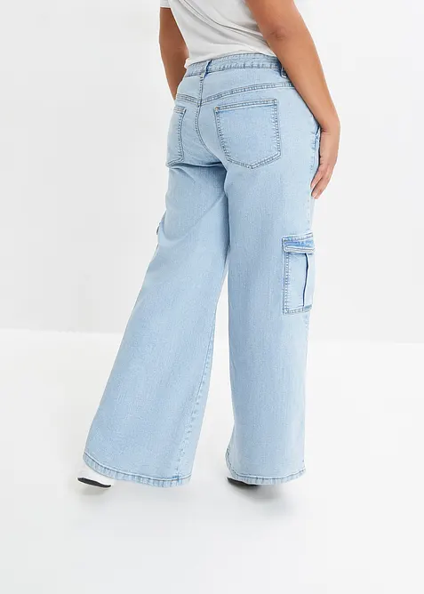 Cargo Jeans Mid Waist, Wide Leg, bonprix