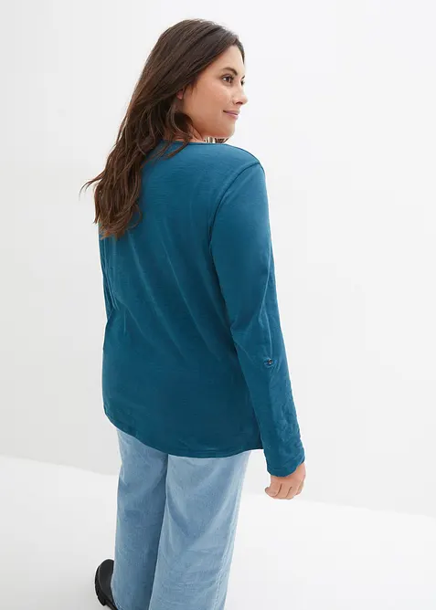 Långärmad bomullstopp med knappslå, bonprix