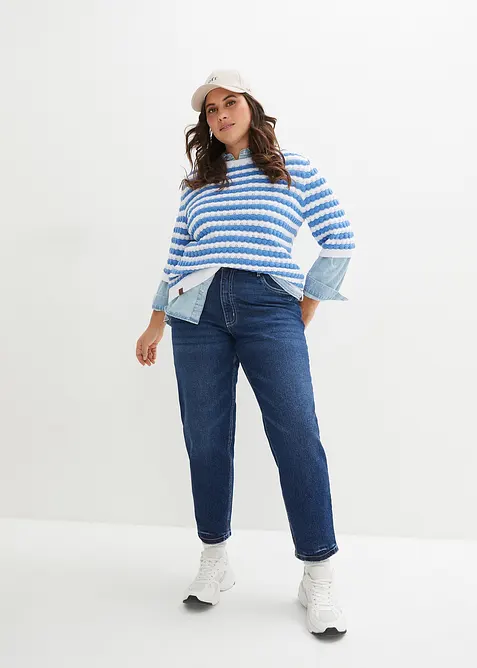 Mom Jeans High Waist, Low Stretch cropped, bonprix
