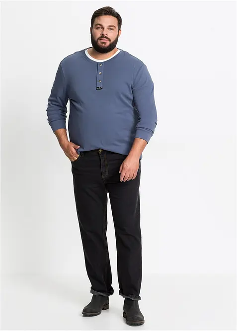 Classic Fit jeans med res&aring;r i sidan av midjan, Straight, bonprix