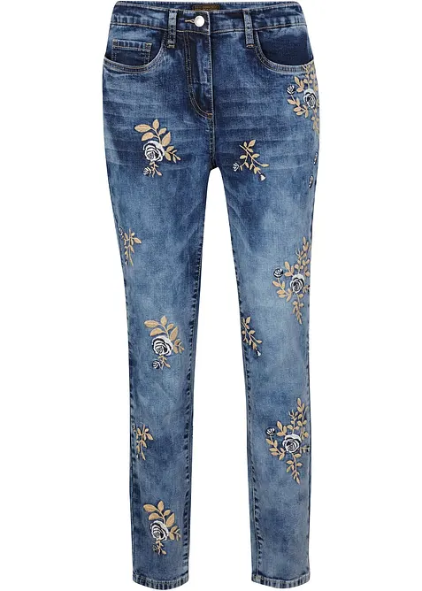 Slim Fit Jeans med blombroderi, bonprix