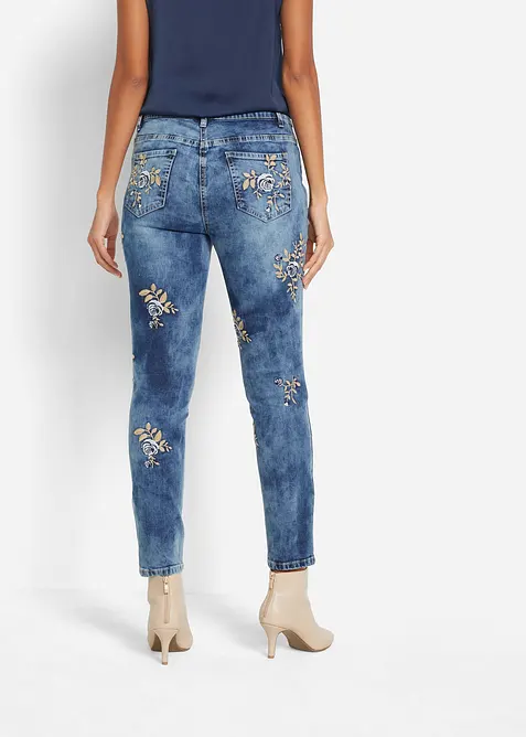 Slim Fit Jeans med blombroderi, bonprix