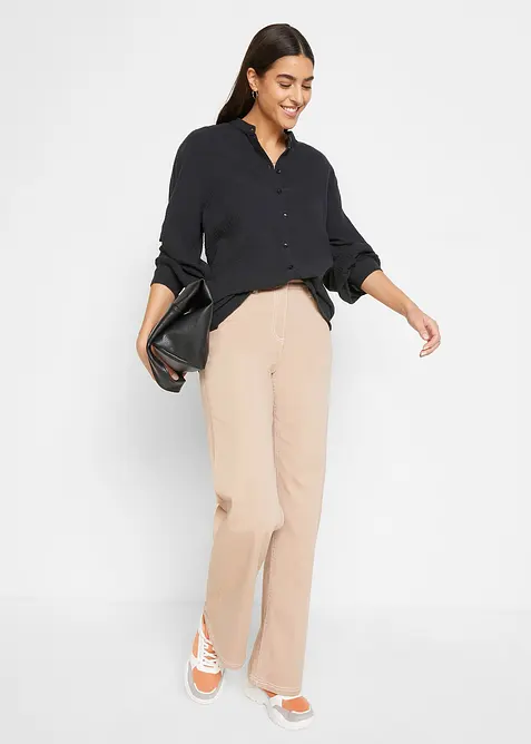 Lång blus i luftig muslin, bonprix