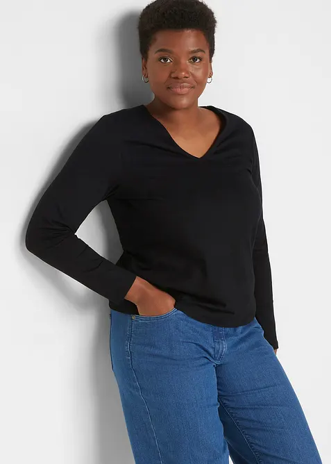 L&aring;ng&auml;rmad topp med ekologisk bomull, bonprix