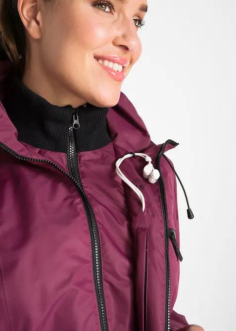 Lång vattentät funktionsjacka med huva och 2-i-1-look, bonprix