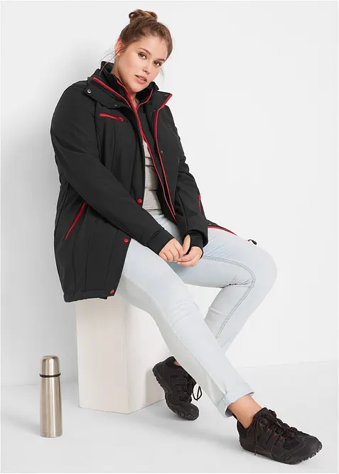 Stretchig l&aring;ng softshelljacka, vattenavvisande, bonprix