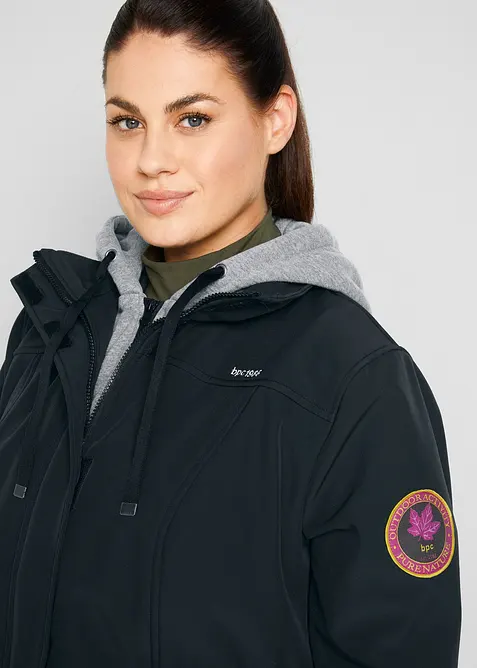 L&aring;ng vattenavvisande softshelljacka med 2-i-1-look, bonprix