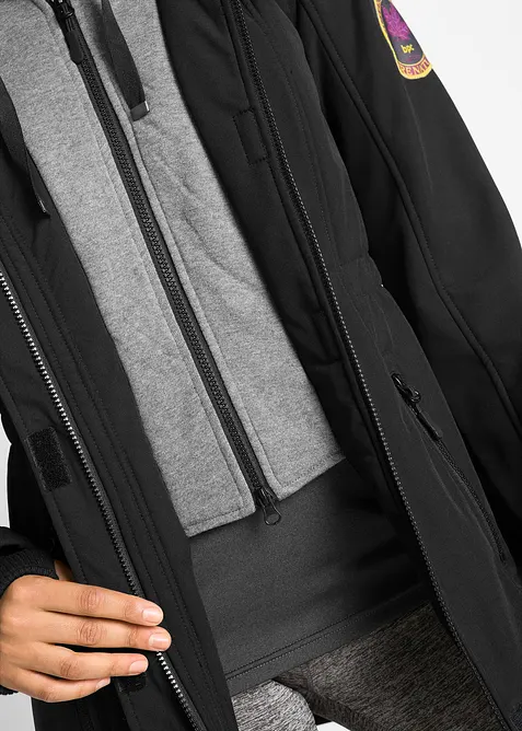 L&aring;ng vattenavvisande softshelljacka med 2-i-1-look, bonprix