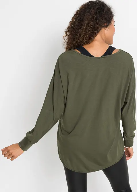 Lång topp och linne i viskosmix, bonprix