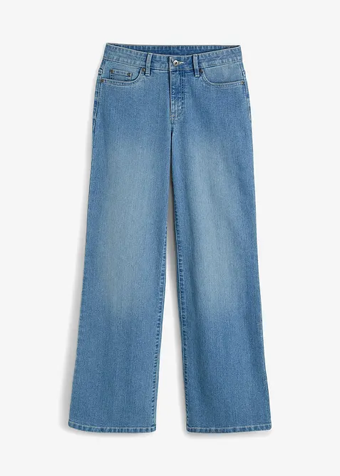Wide Leg Jeans, Mid Waist, Stretch, bonprix
