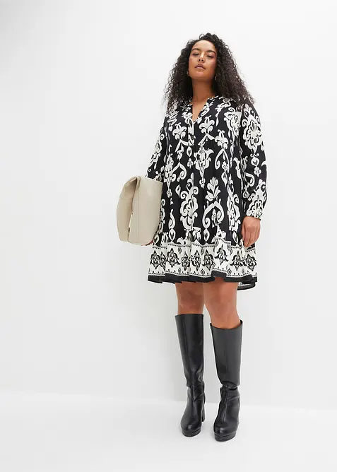 Mönstrad tunikaklänning i viskos med mjukt fall, bonprix