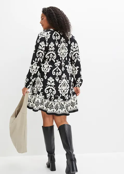 Mönstrad tunikaklänning i viskos med mjukt fall, bonprix